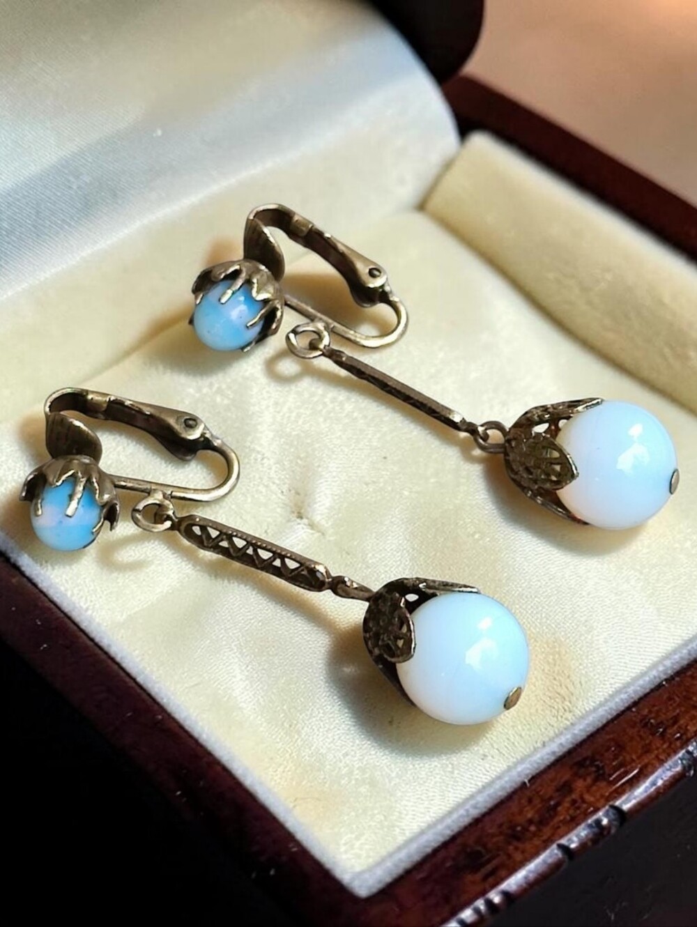 Antique Gold Filled Opal Earrings